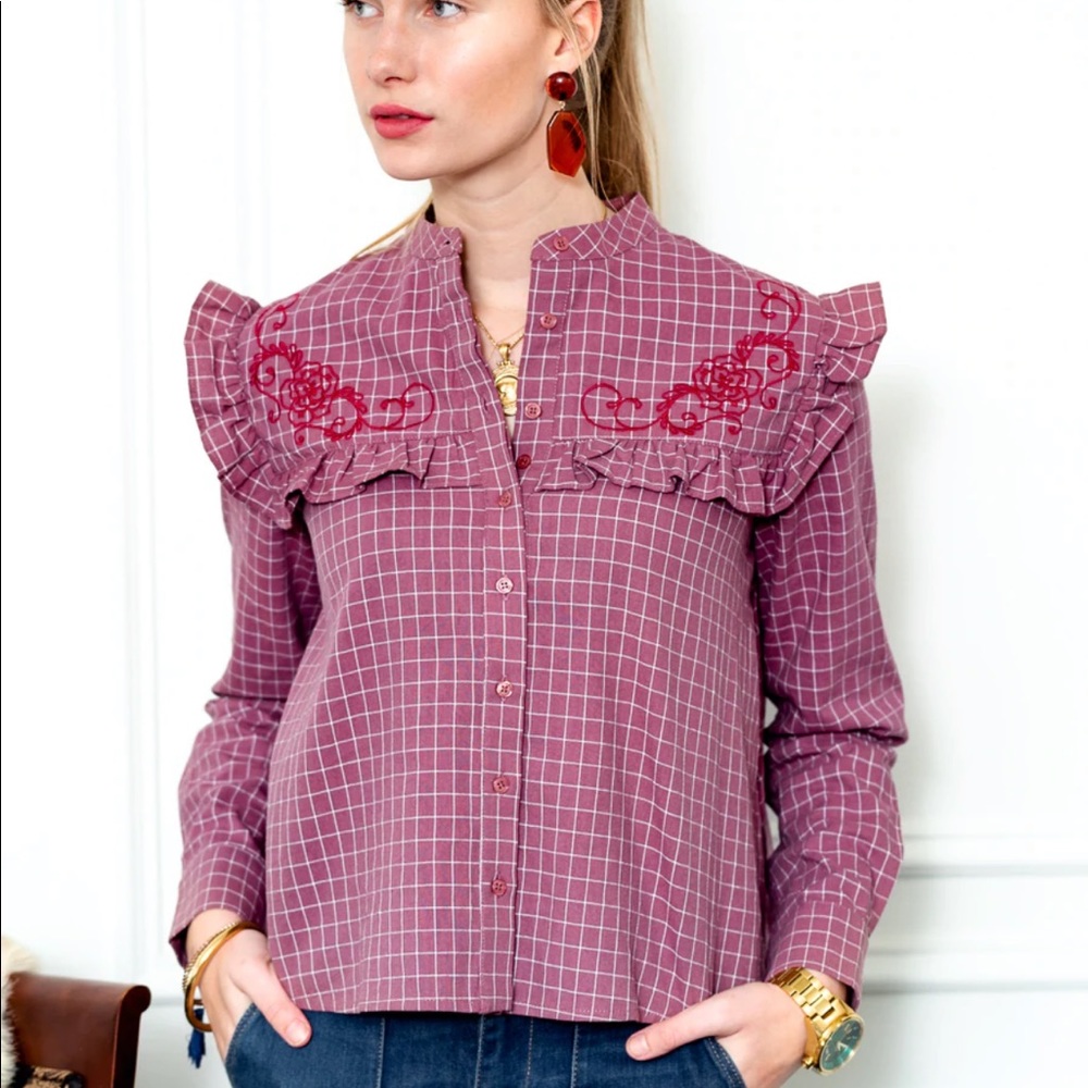 The Shirt Trapeze Shirt Size Med Mauve Embroidery